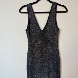 Whimsigoth Black & Silver Metallic Sleeveless Dress